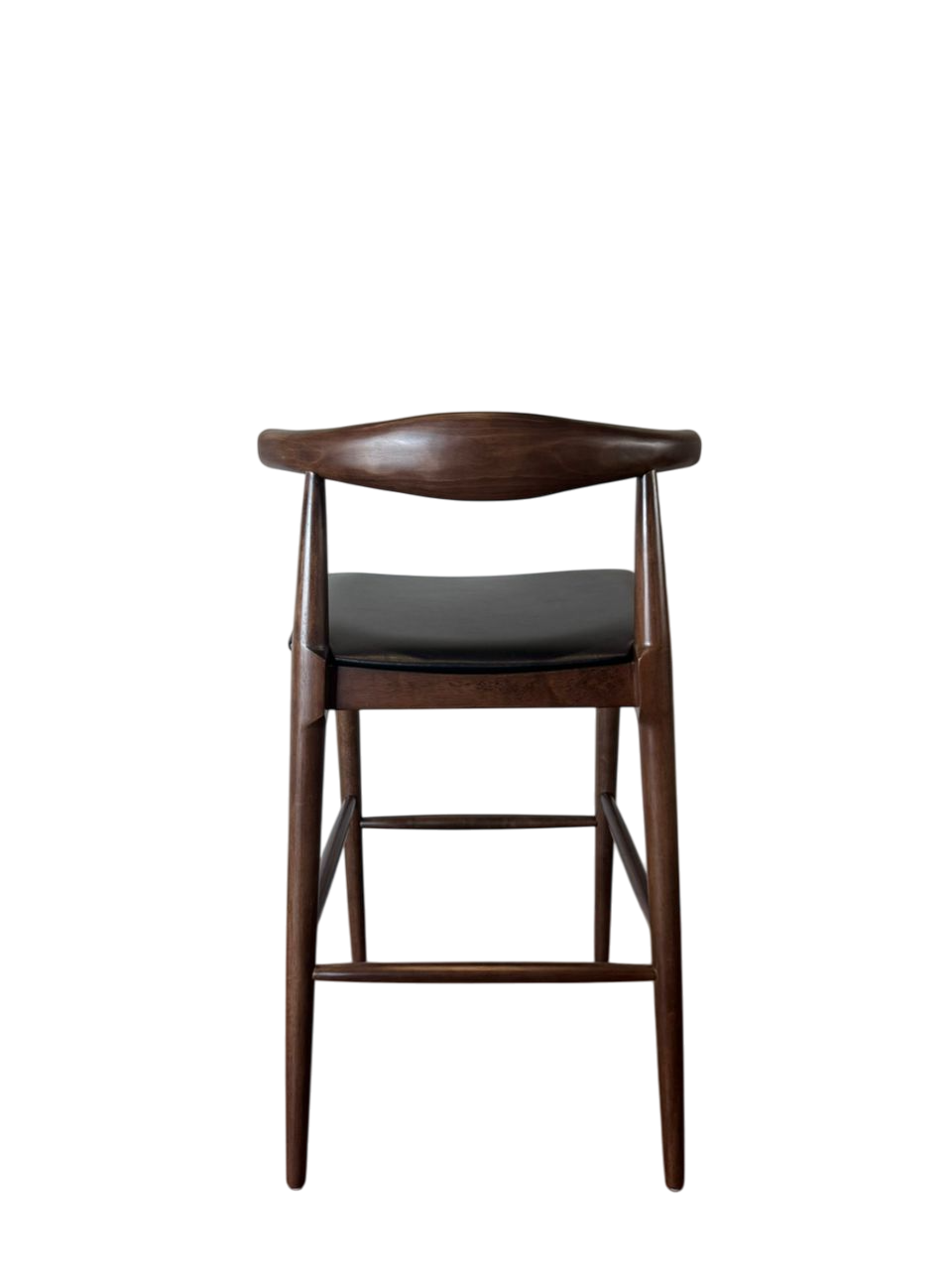 Wooden Elbow Barstool with Black PU Upholstered Seat