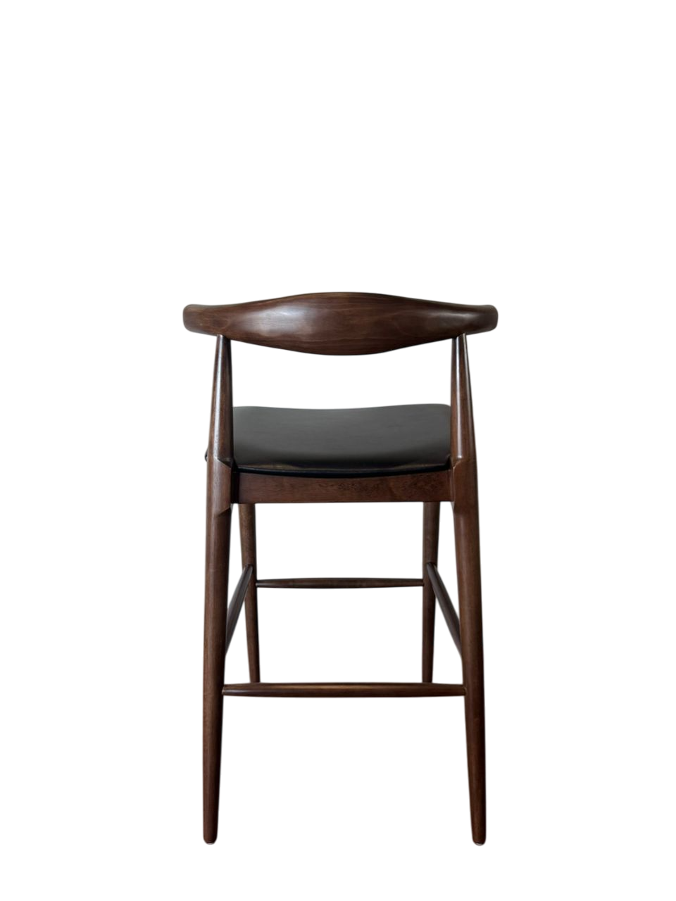 Set of 2 Wooden Elbow Barstool with Black PU Upholstered Seat