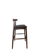 Switch Set of 2 Wooden Elbow Barstool with Black PU Upholstered Seat 4 image