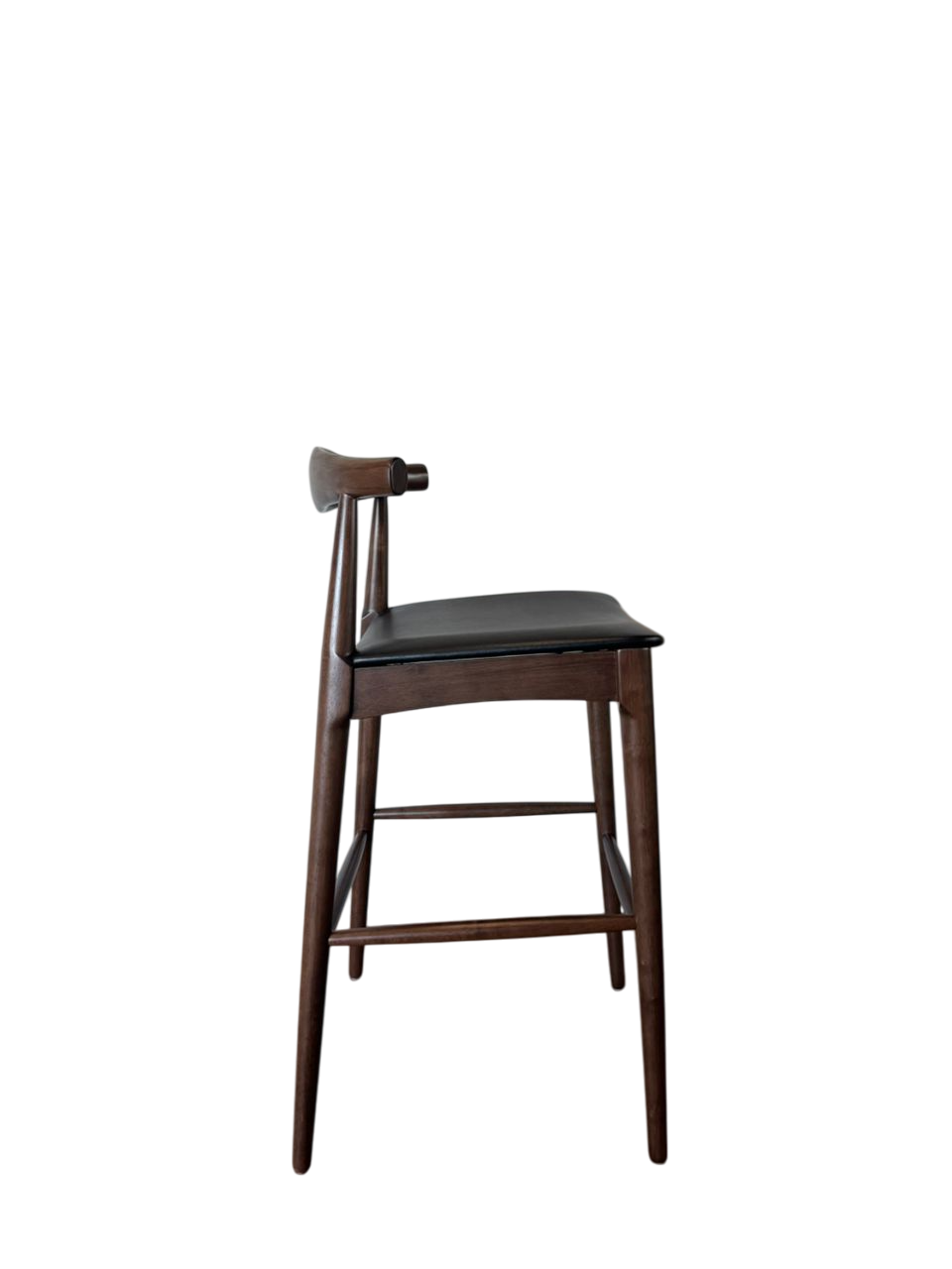 Wooden Elbow Barstool with Black PU Upholstered Seat