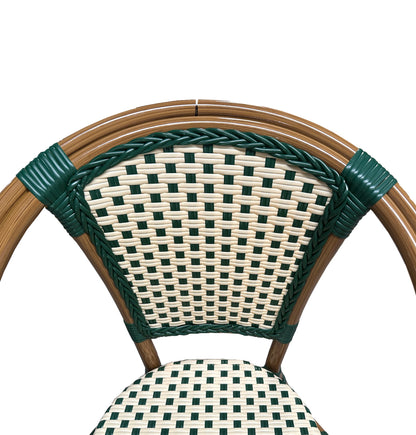 Lot of 10 - Contemporary Metal and Rattan Chair with Wood-Like Finish