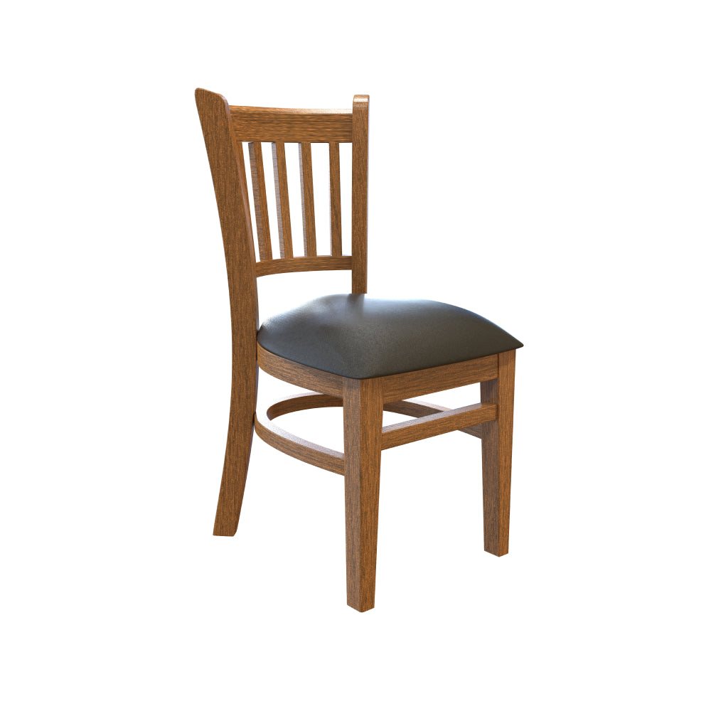 Wooden Slatback Chair with Black Cushion- Dining or Bar Height