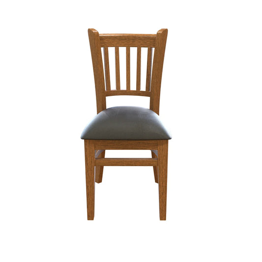 Wooden Slatback Chair with Black Cushion- Dining or Bar Height