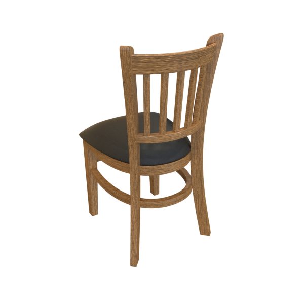 Wooden Slatback Chair with Black Cushion- Dining or Bar Height