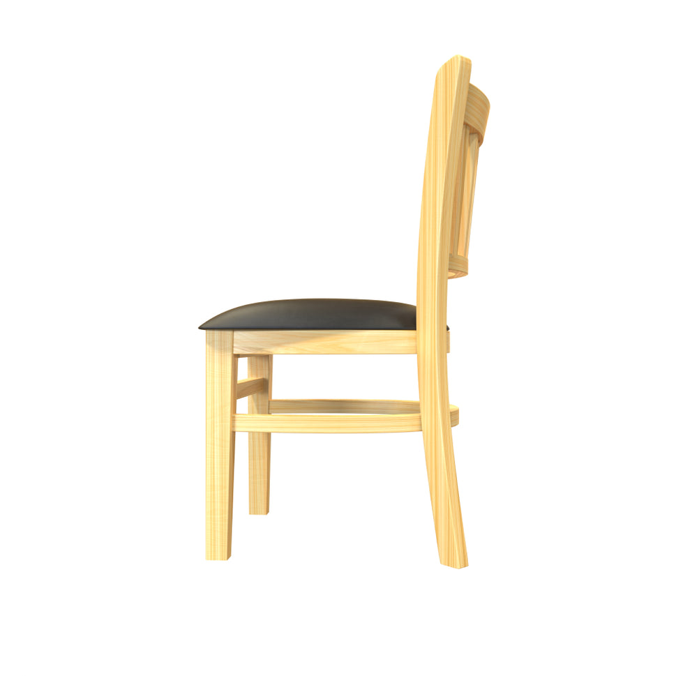 Wooden Slatback Chair with Black Cushion- Dining or Bar Height