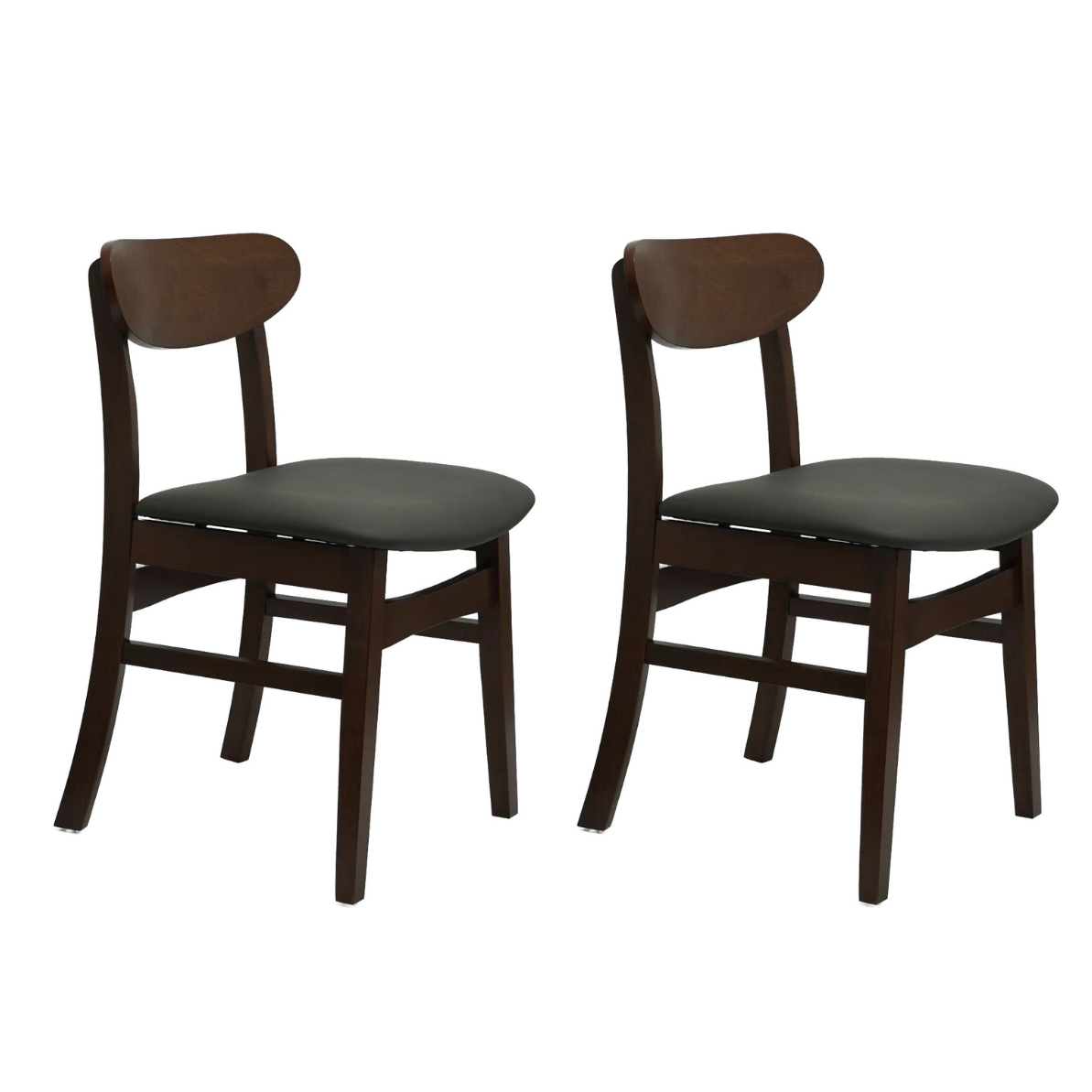 Set of 2 Wood Dining Chair with Dark Gray Seat- Light and Dark Wood Options