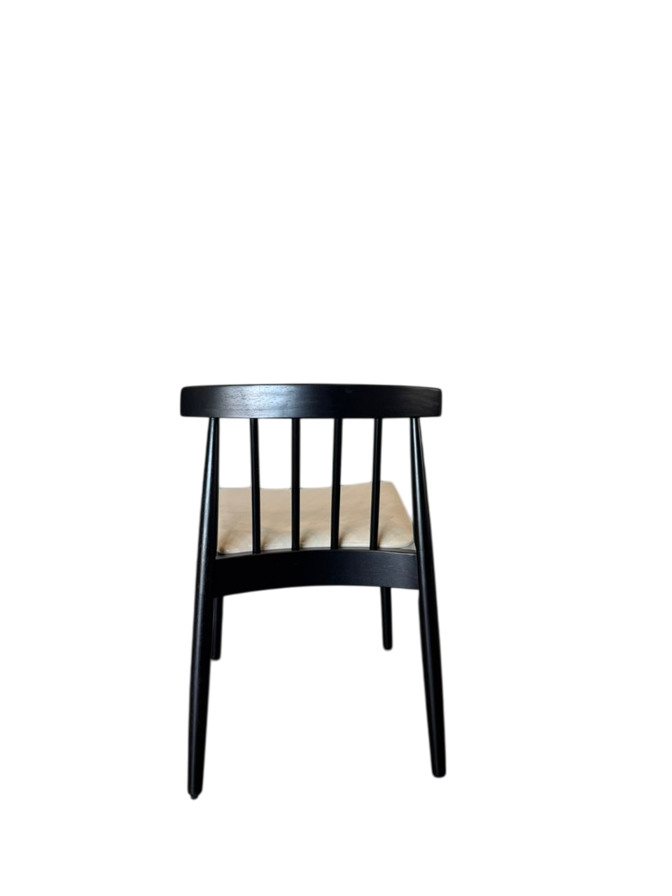 Angled Slat Back Wood Dining Chair with PU Upholstered Seat