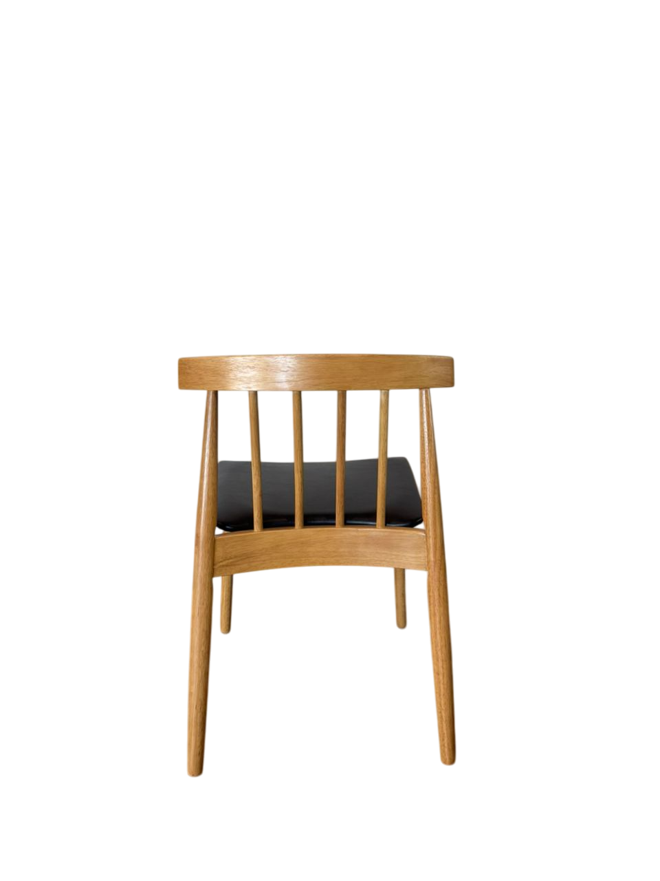 Angled Slat Back Wood Dining Chair with PU Upholstered Seat