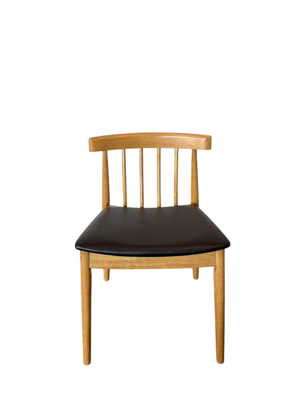 Set of 2 Angled Slat Back Wood Dining Chair with PU Upholstered Seat