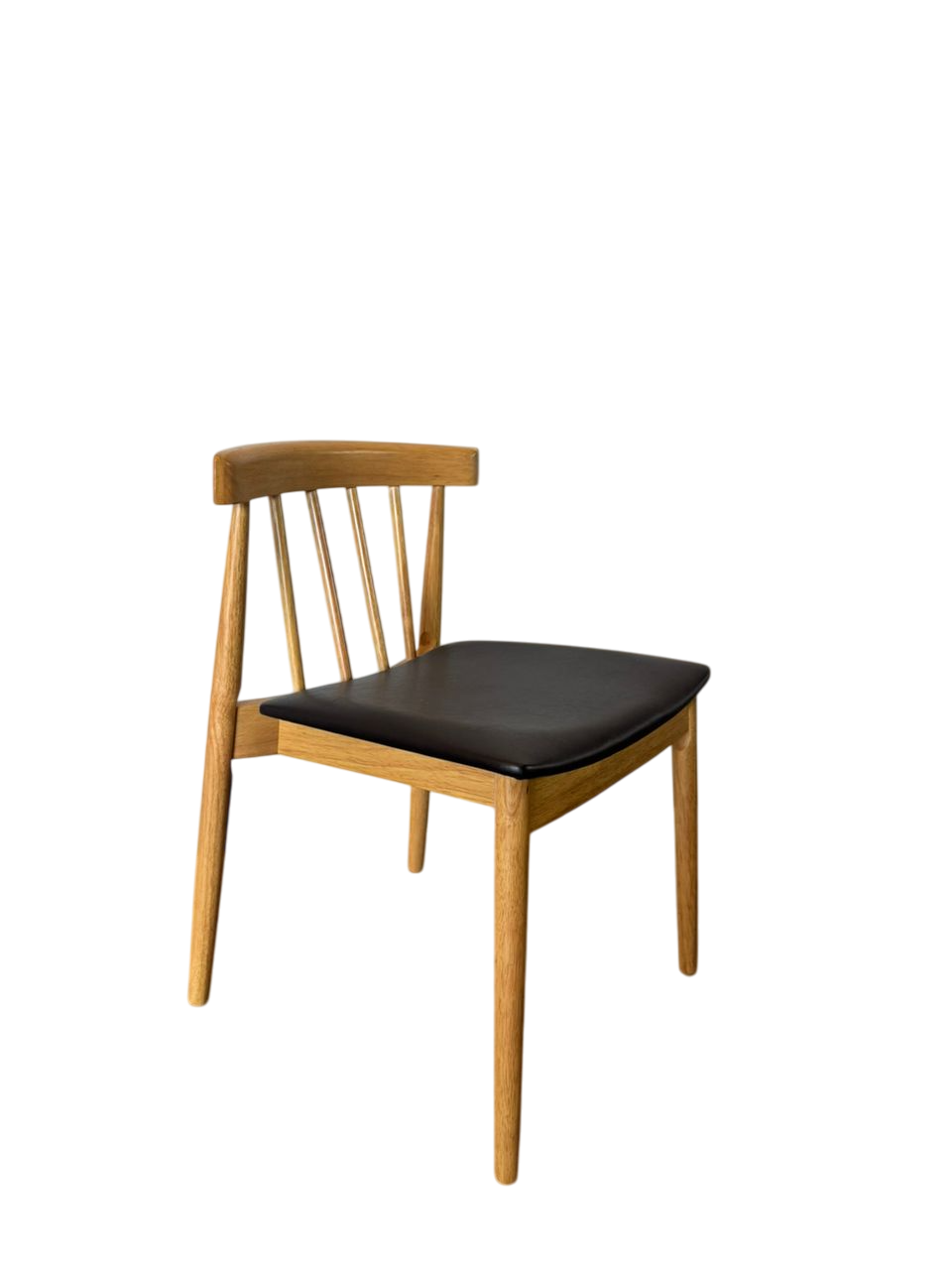 Angled Slat Back Wood Dining Chair with PU Upholstered Seat