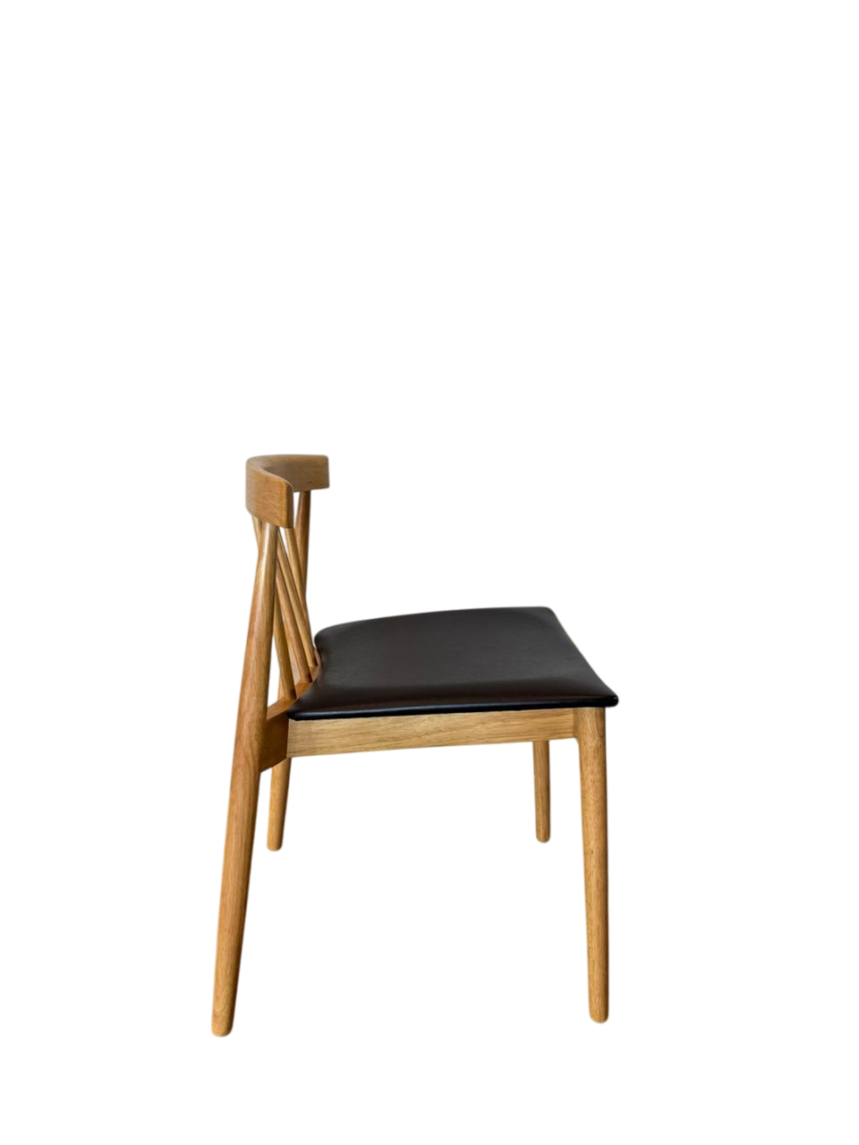 Angled Slat Back Wood Dining Chair with PU Upholstered Seat