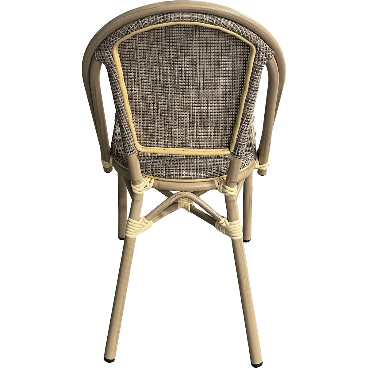 Outdoor Rattan Wicker Café Seating, Stackable Parisian Style Patio Dining Chairs with Aluminum Frame