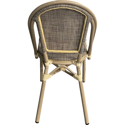 Outdoor Rattan Wicker Café Seating, Stackable Parisian Style Patio Dining Chairs with Aluminum Frame