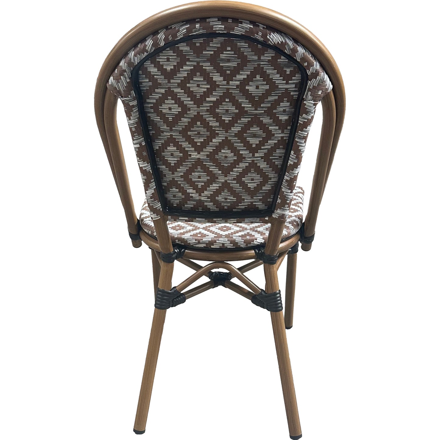 Outdoor Rattan Wicker Café Seating, Stackable Parisian Style Patio Dining Chairs with Aluminum Frame