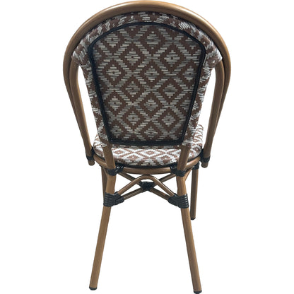 Outdoor Rattan Wicker Café Seating, Stackable Parisian Style Patio Dining Chairs with Aluminum Frame