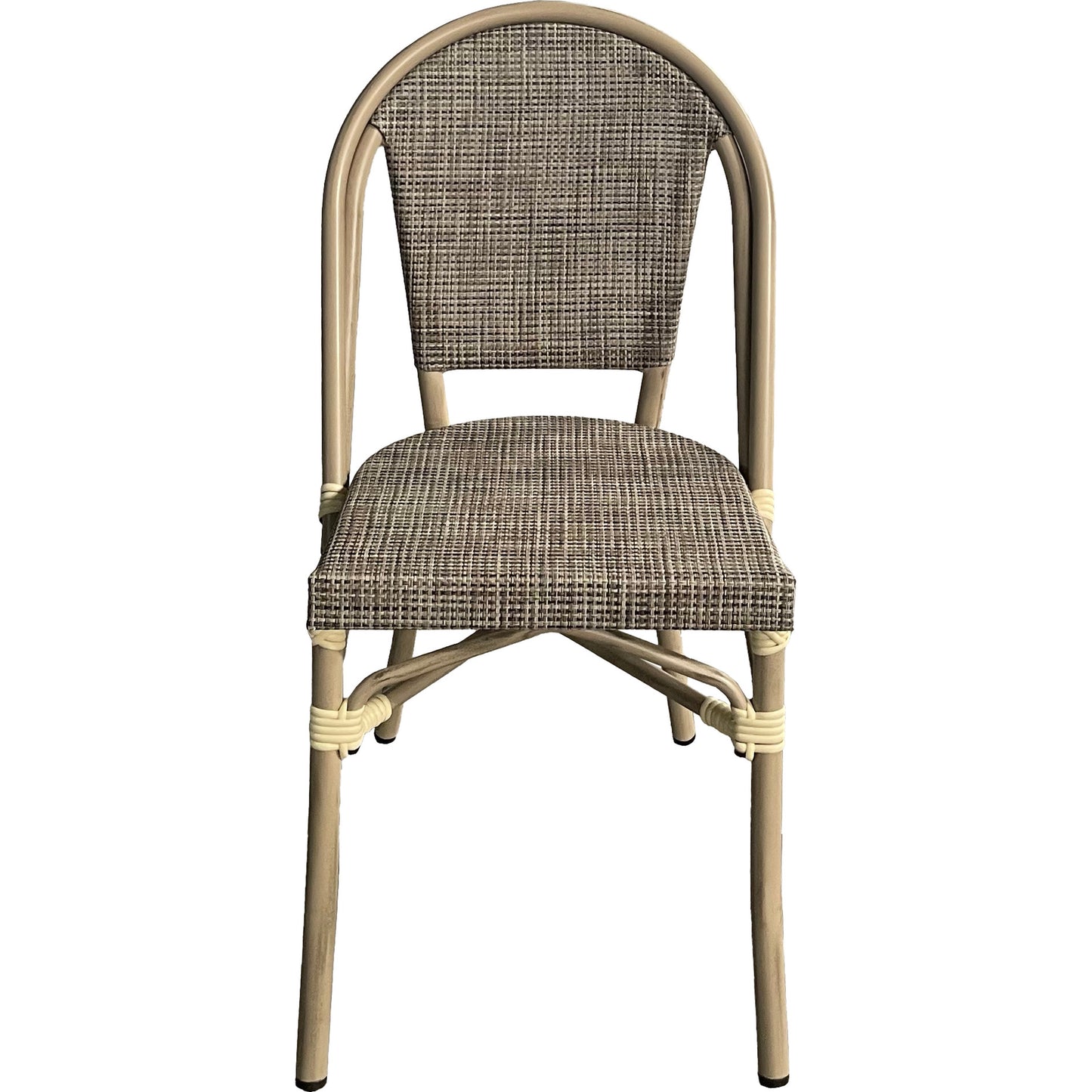 Outdoor Rattan Wicker Café Seating, Stackable Parisian Style Patio Dining Chairs with Aluminum Frame