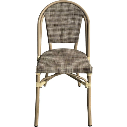 Outdoor Rattan Wicker Café Seating, Stackable Parisian Style Patio Dining Chairs with Aluminum Frame