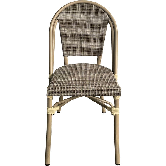 Outdoor Rattan Wicker Café Seating, Stackable Parisian Style Patio Dining Chairs with Aluminum Frame
