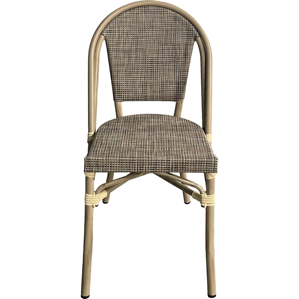 Outdoor Rattan Wicker Café Seating, Stackable Parisian Style Patio Dining Chairs with Aluminum Frame