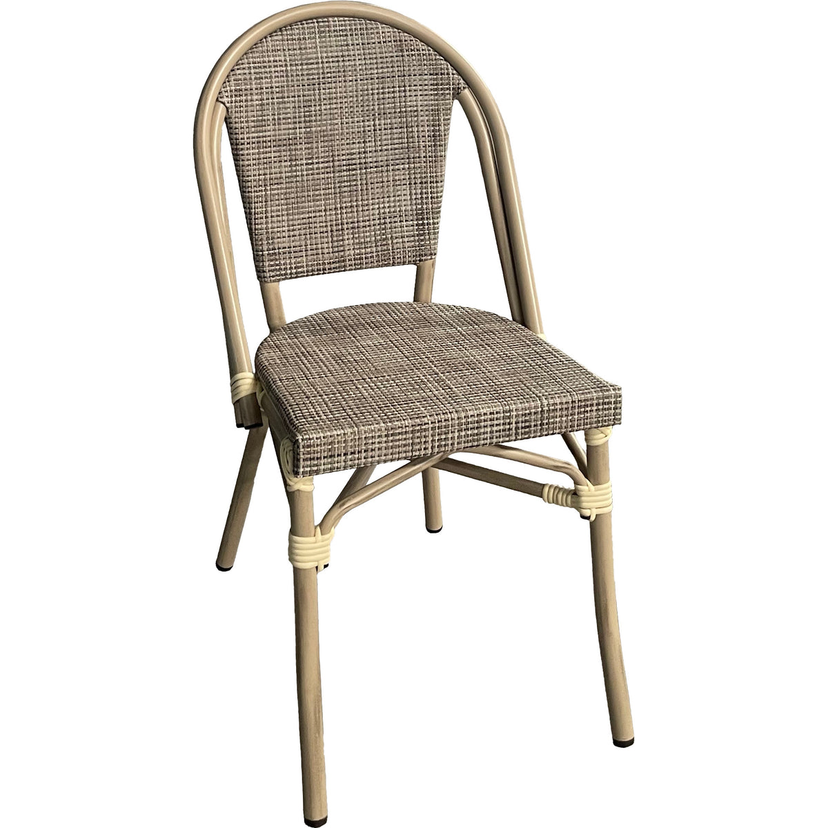 Outdoor Rattan Wicker Café Seating, Stackable Parisian Style Patio Dining Chairs with Aluminum Frame
