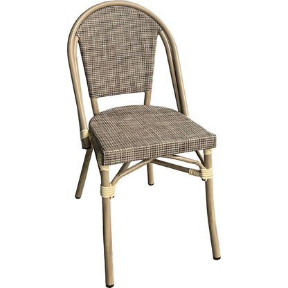 Outdoor Rattan Wicker Café Seating, Stackable Parisian Style Patio Dining Chairs with Aluminum Frame
