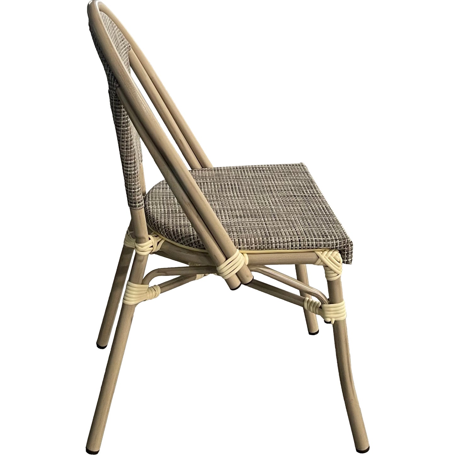 Outdoor Rattan Wicker Café Seating, Stackable Parisian Style Patio Dining Chairs with Aluminum Frame