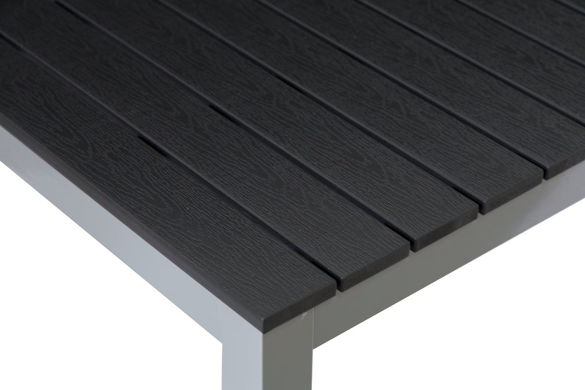 Teak Rectangular Outdoor Dining Table – Aluminum Frame with Teak-Look Plastic Wood Slats (47.2" x 29.5")