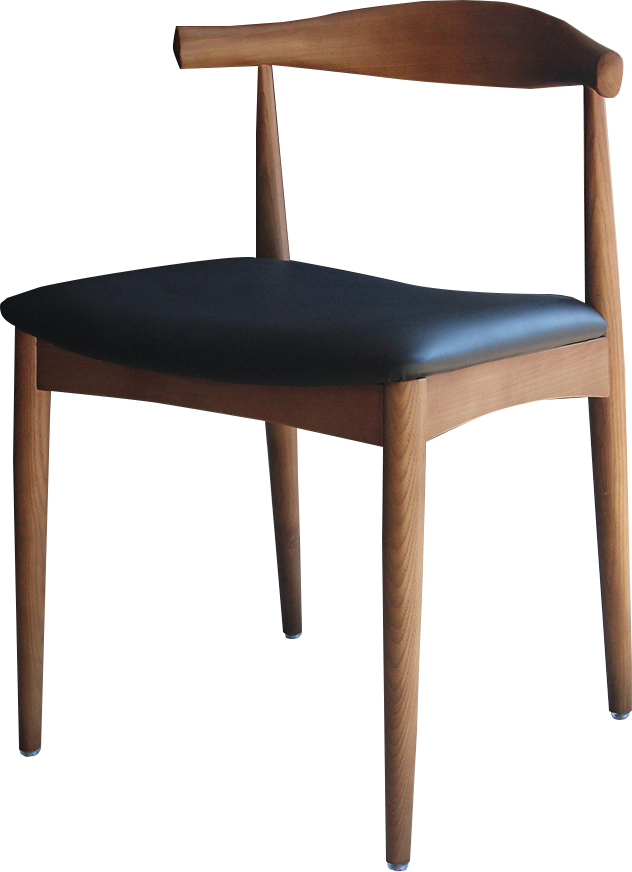 Wooden Elbow Dining Chair with PU Upholstered Seat