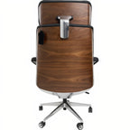 Luxury Executive Office Chair with Wood Accent Back & Ergonomic High-Back Design