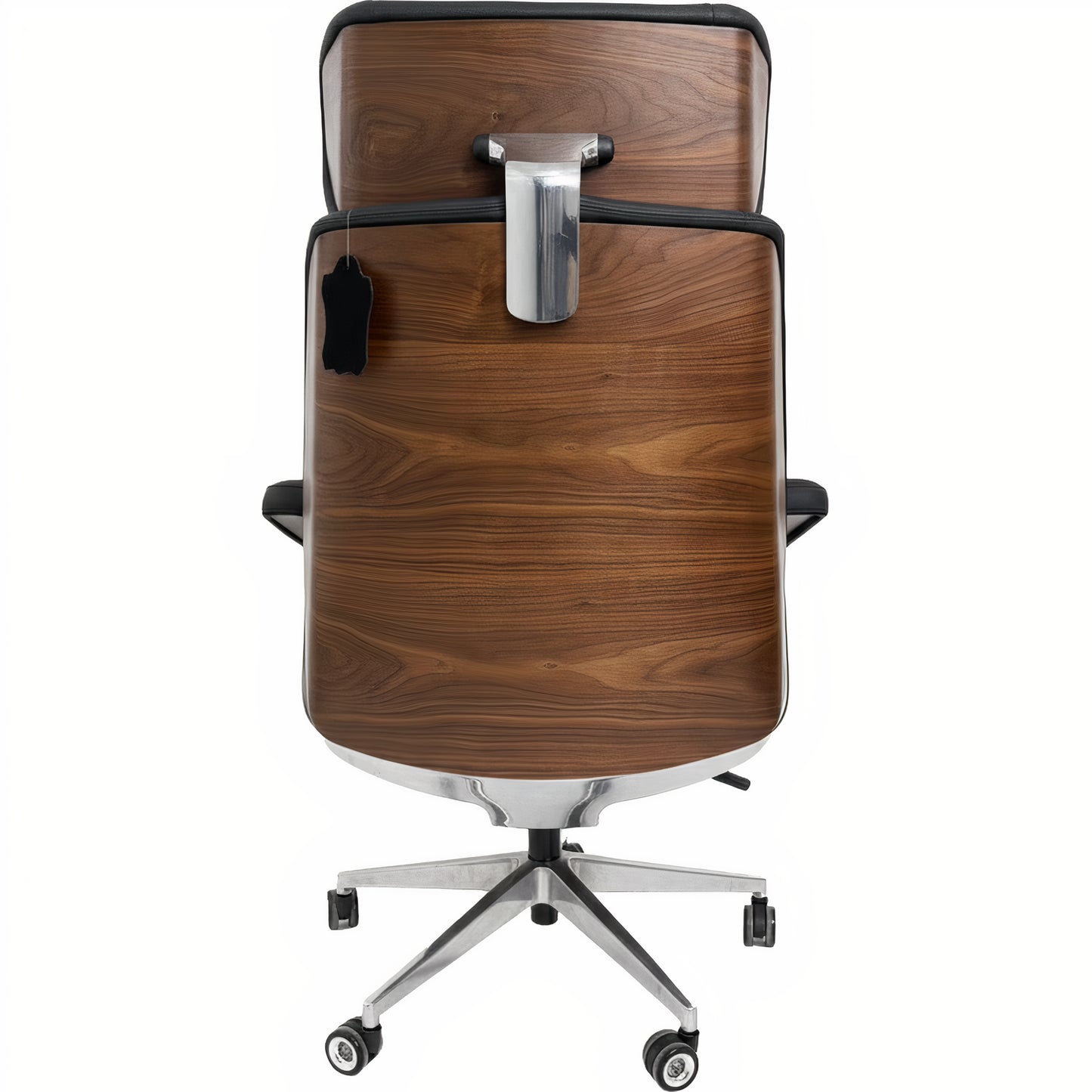 Luxury Executive Office Chair with Wood Accent Back & Ergonomic High-Back Design
