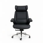 Luxury Executive Office Chair with Wood Accent Back & Ergonomic High-Back Design