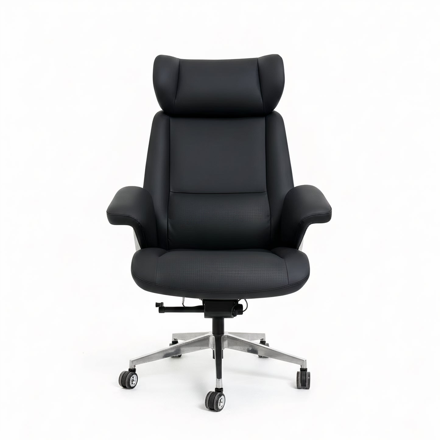 Luxury Executive Office Chair with Wood Accent Back & Ergonomic High-Back Design
