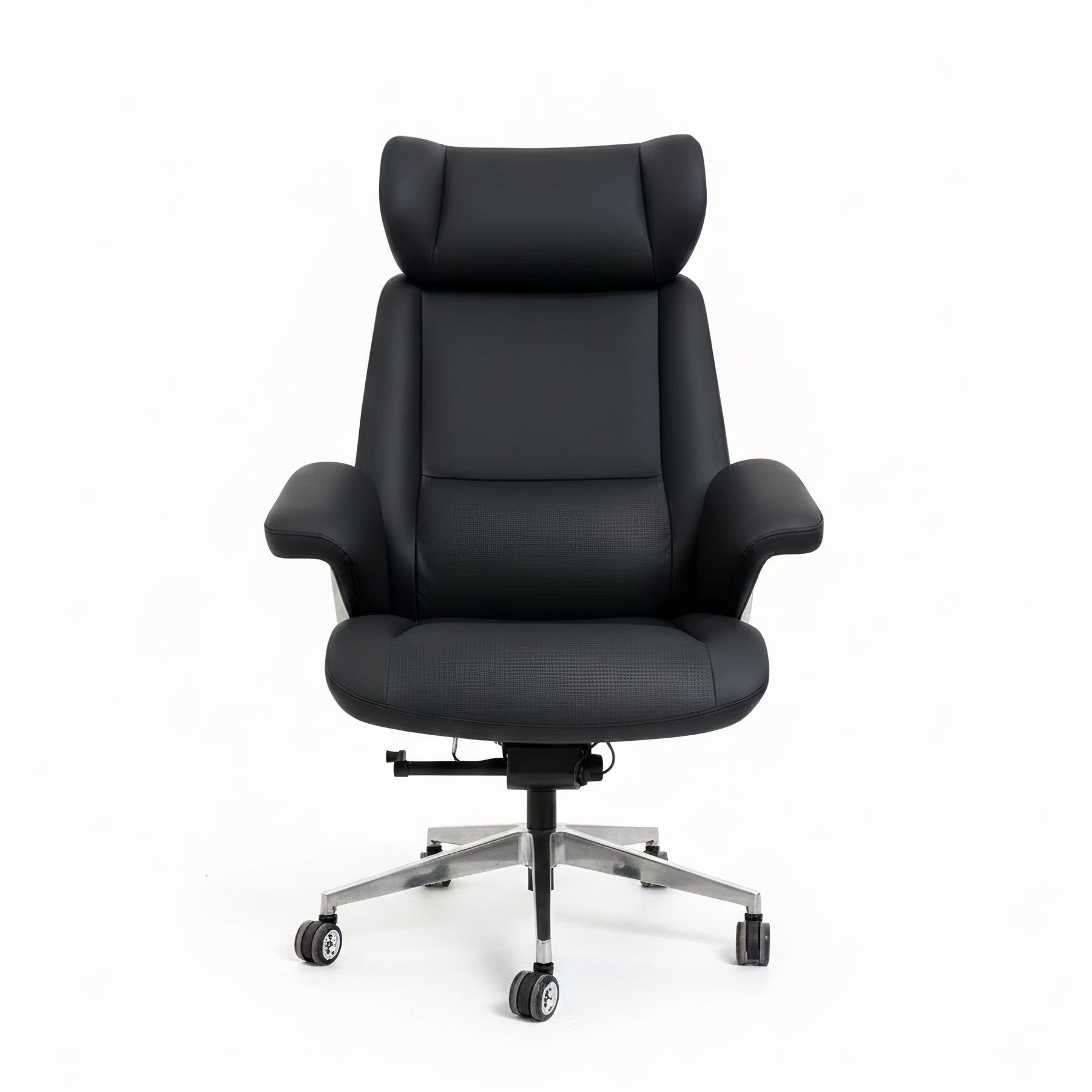 Luxury Executive Office Chair with Wood Accent Back & Ergonomic High-Back Design