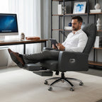 Squared Faux Leather Reclining Office Chair with Footrest