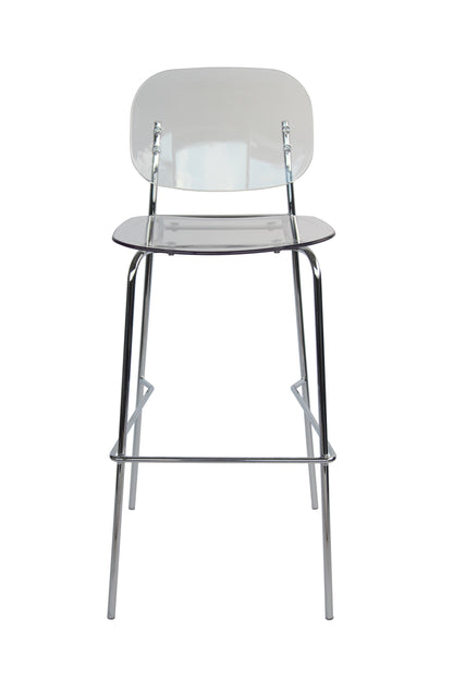 Set of 4 Clear Modern Acrylic Barstools with Chrome Metal Legs