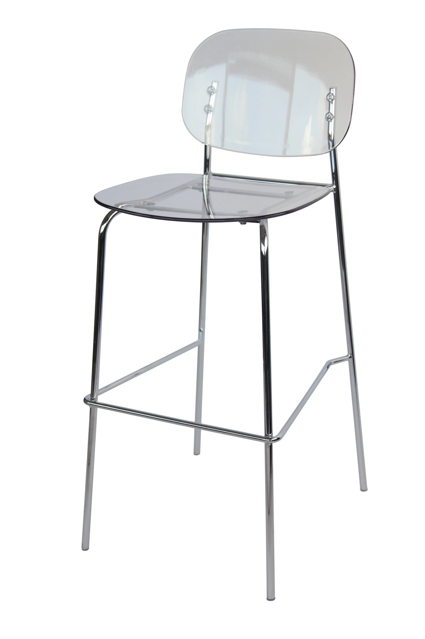 Set of 4 Clear Modern Acrylic Barstools with Chrome Metal Legs