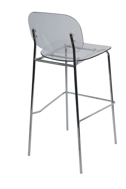 Set of 4 Clear Modern Acrylic Barstools with Chrome Metal Legs