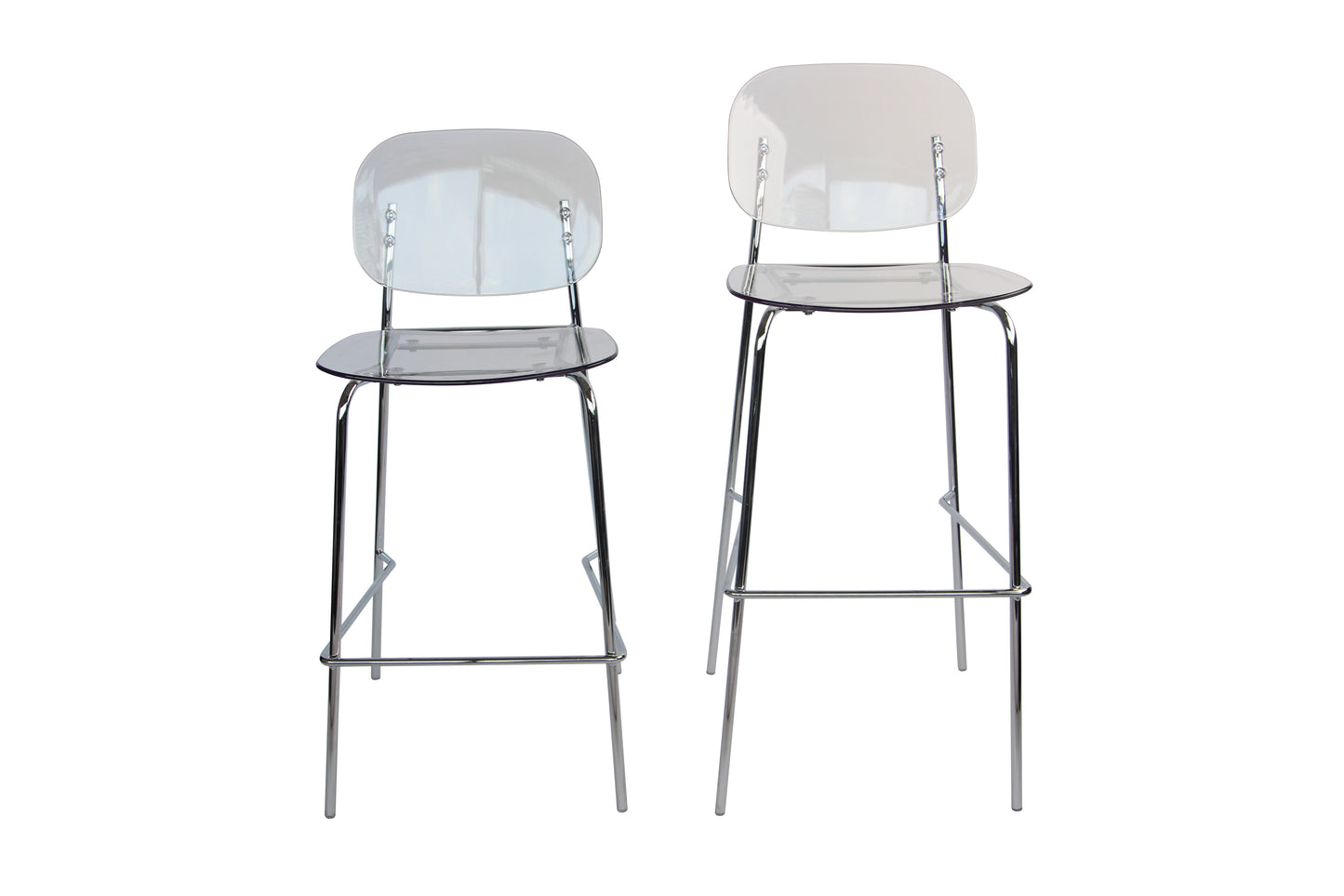 Set of 4 Clear Modern Acrylic Barstools with Chrome Metal Legs