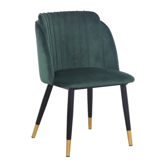 Modern Velvet Upholstered Dining Chair with Gold Trim