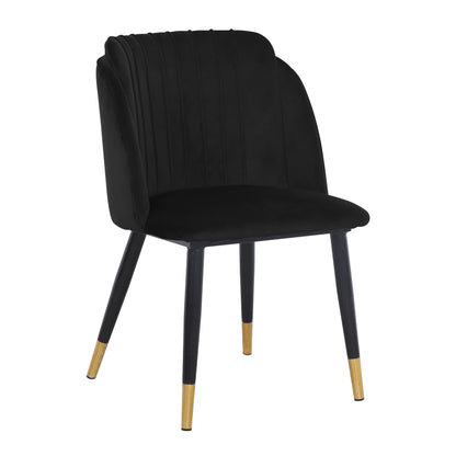 Modern Velvet Upholstered Dining Chair with Gold Trim