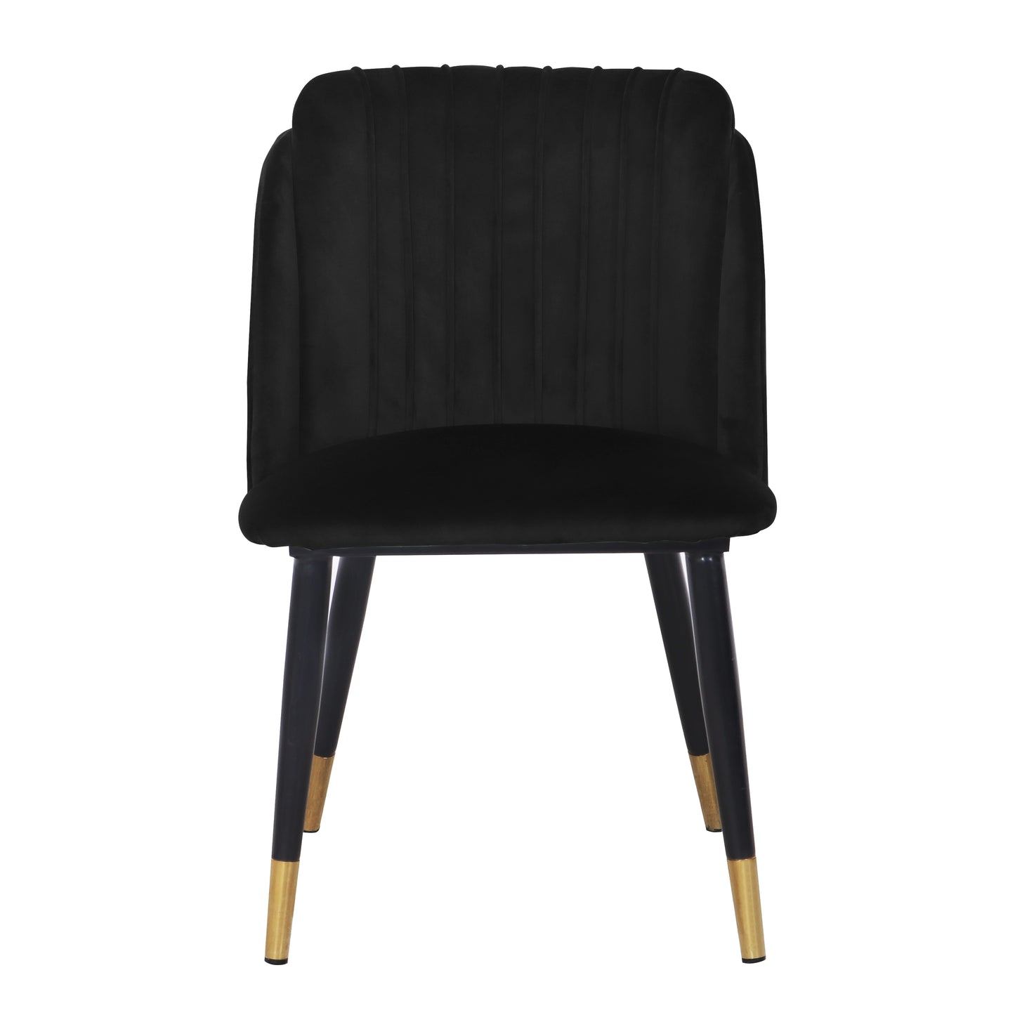 Modern Velvet Upholstered Dining Chair with Gold Trim