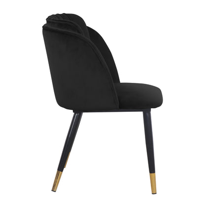 Modern Velvet Upholstered Dining Chair with Gold Trim