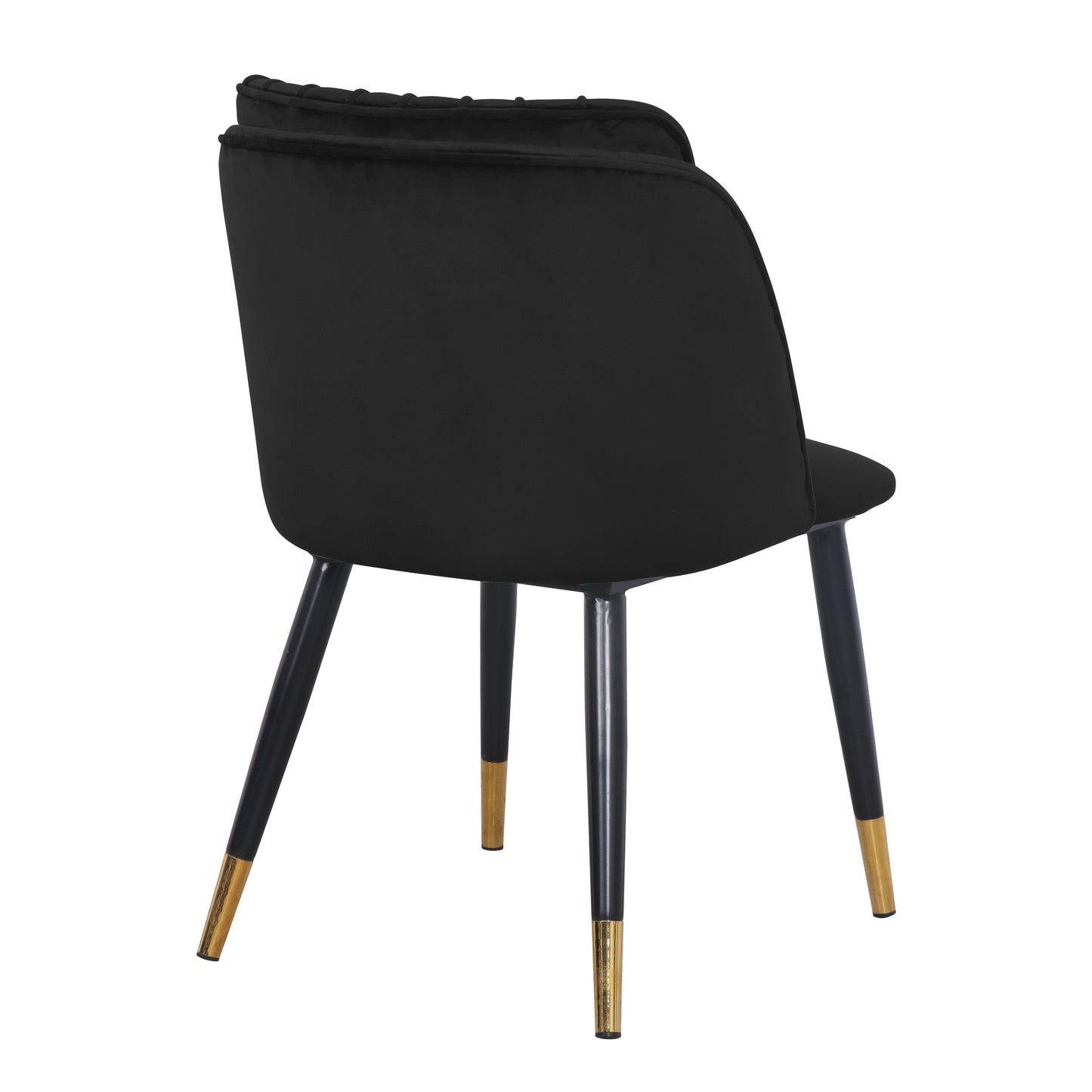 Modern Velvet Upholstered Dining Chair with Gold Trim