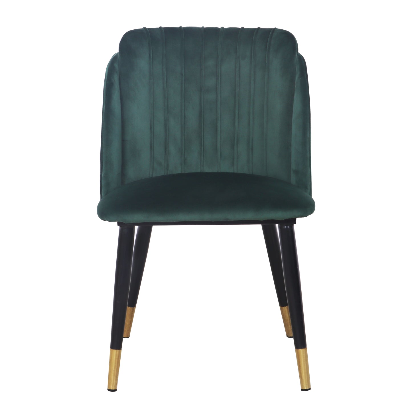 Modern Velvet Upholstered Dining Chair with Gold Trim