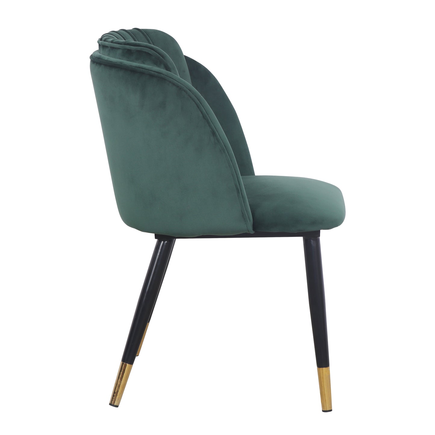 Modern Velvet Upholstered Dining Chair with Gold Trim