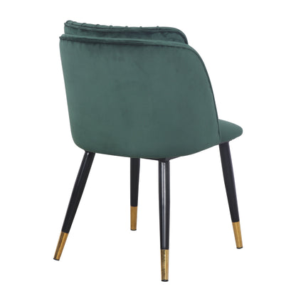 Modern Velvet Upholstered Dining Chair with Gold Trim