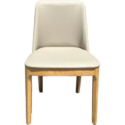 Set of 2 Modern Cream Upholstered Dining Chair with Natural Wood Frame