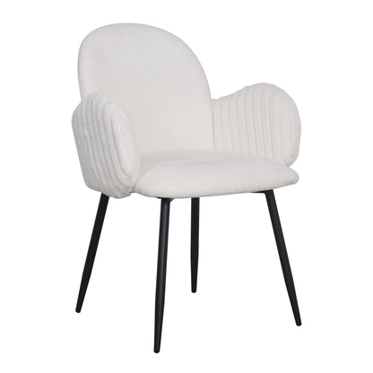 Modern Upholstered Dining Chair with Tufted Armrests and Metal Legs