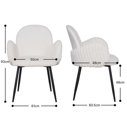 Modern Upholstered Dining Chair with Tufted Armrests and Metal Legs