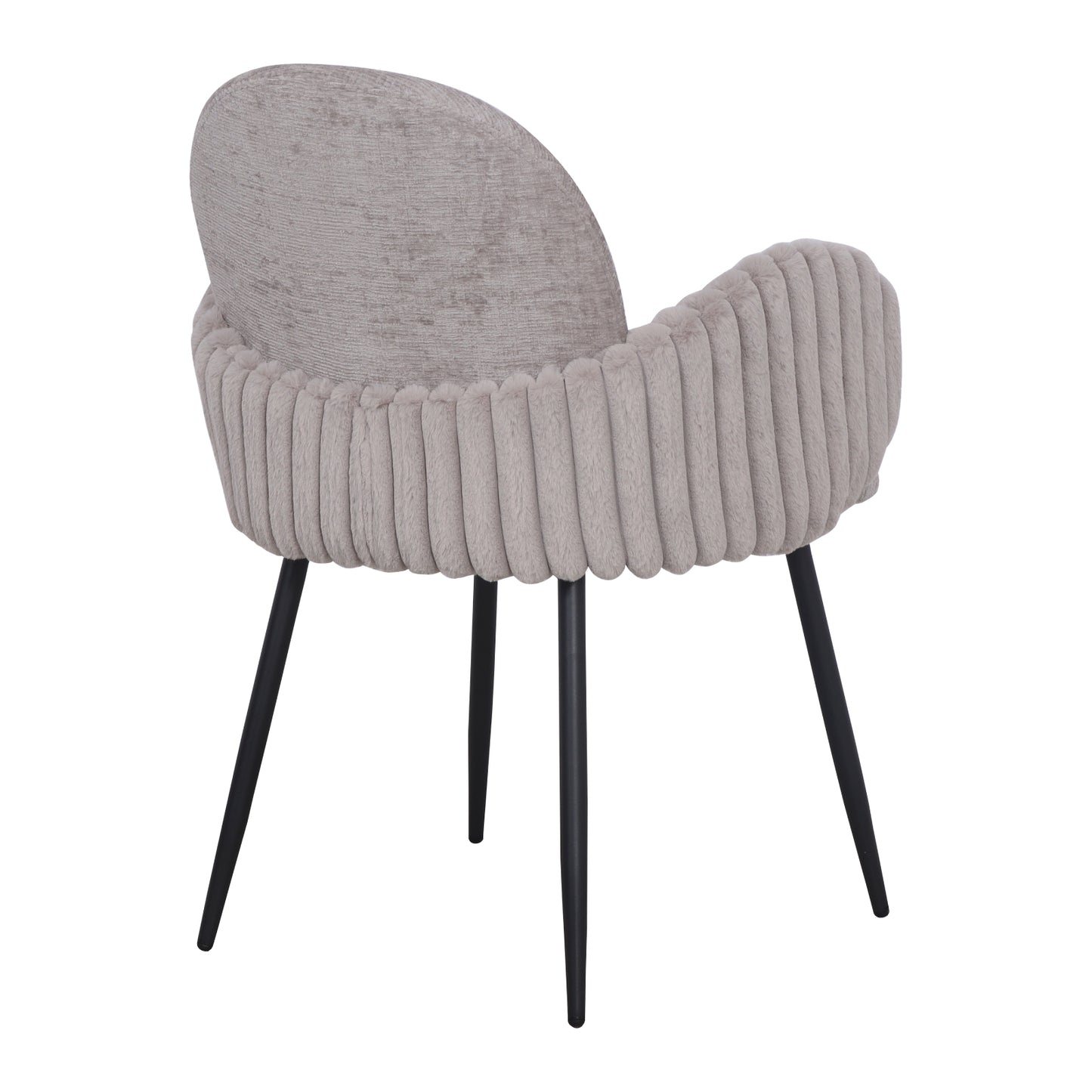 Modern Upholstered Dining Chair with Tufted Armrests and Metal Legs